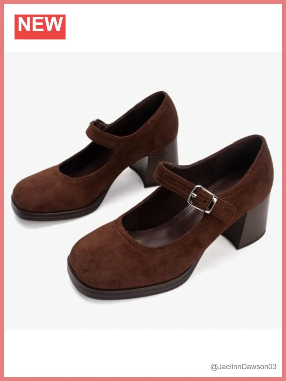 Women's Square Toe Platform Chunky Heel Mary Janes Suede